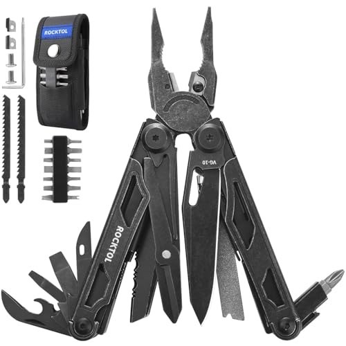 29-in-1 Heavy-Duty Multitool Pliers with VG-10 Blade, Replaceable Wire Cutters &