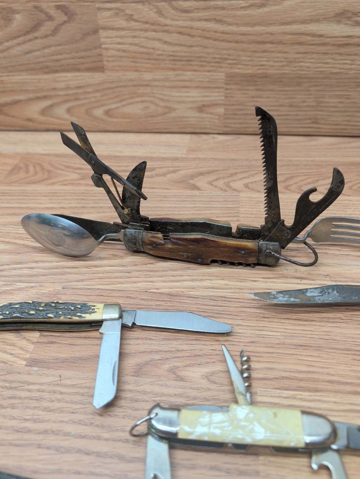 Vintage Stainless Steel Blade Pocket Survival Folding Multi-tool – Lot Of 9