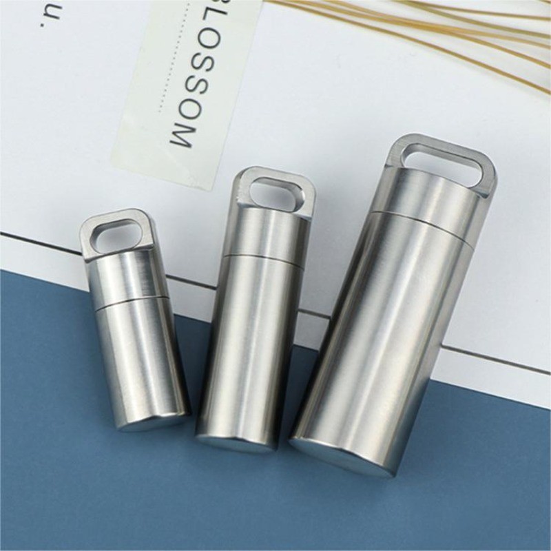 Waterproof Titanium Pill Holder Case Keychain Small Pill Box Container Organizer