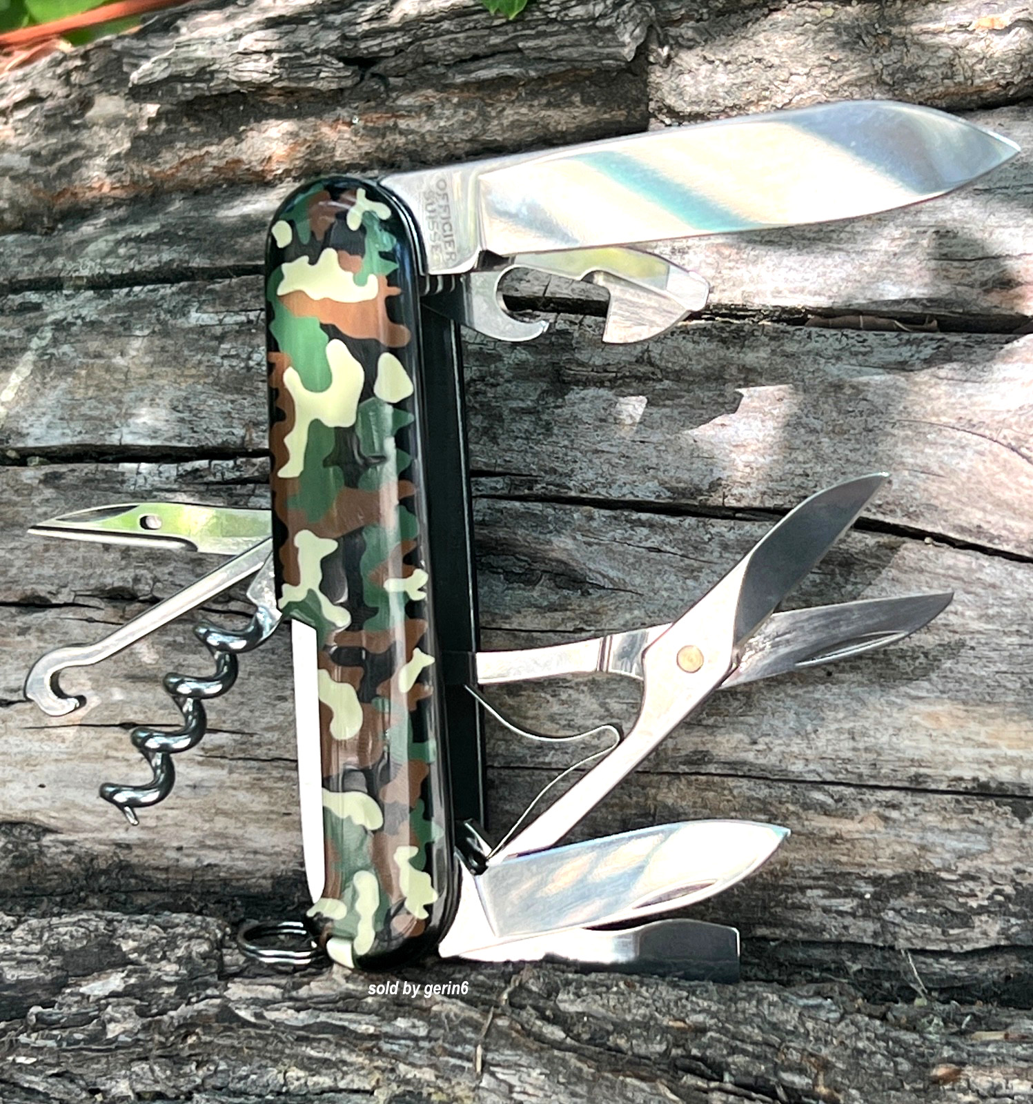 Swiss Army Knife, Climber Green Camouflage Camo Victorinox 1.3703.94, New In Box