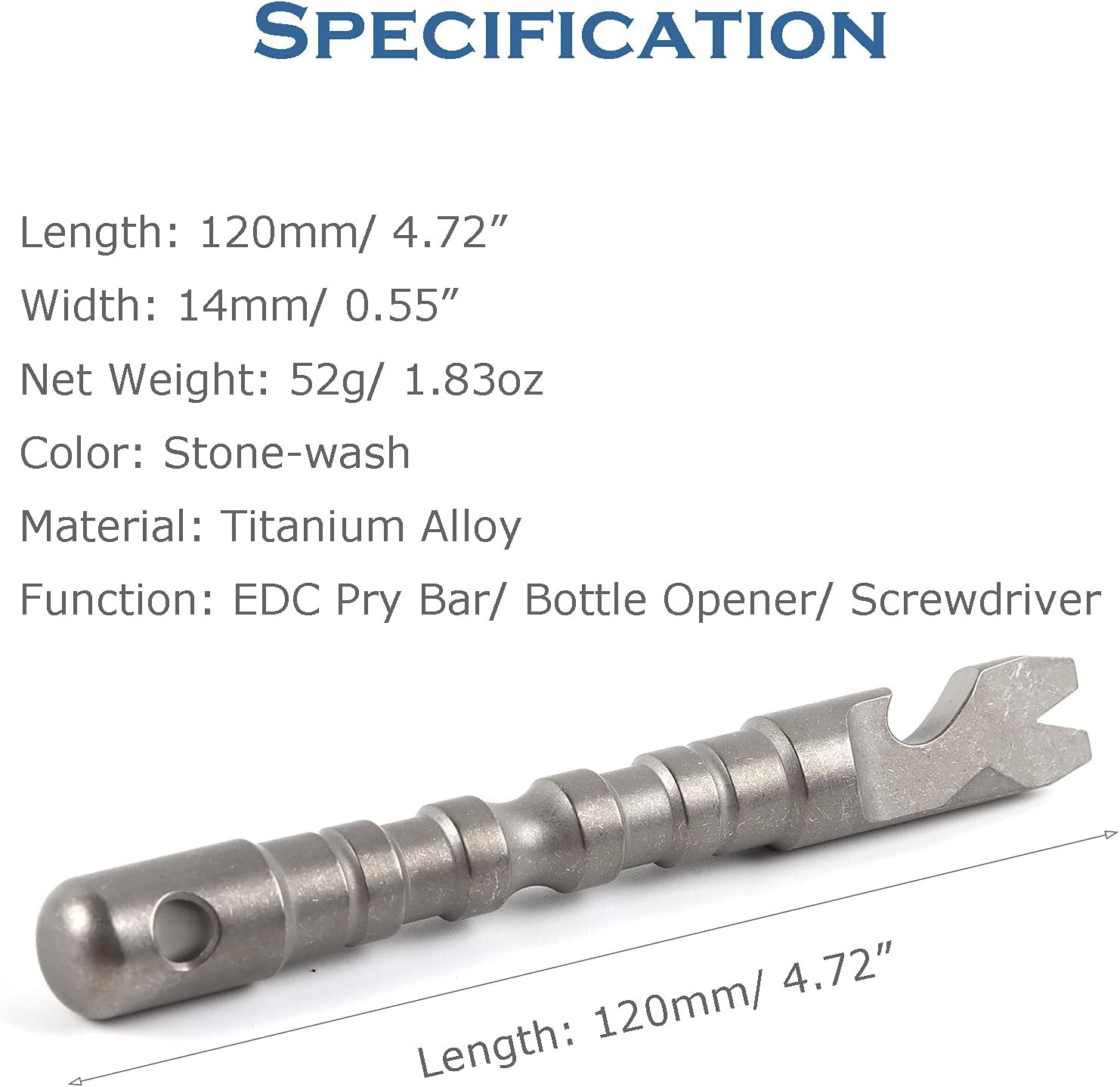 Titanium Alloy EDC Pry Bar with Bottle Opener Screwdriver Function Multi Tool (G