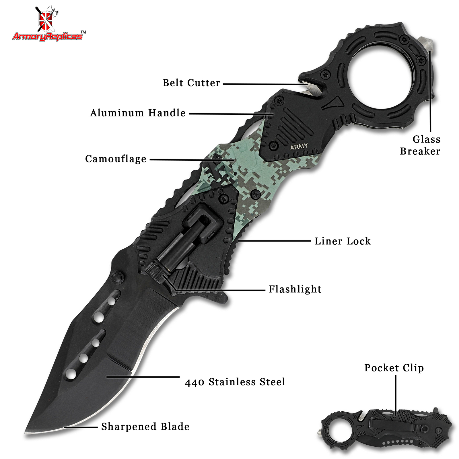 Homeland Floodlight Knife | Tactical Defense Emergency Pocket Military & Police
