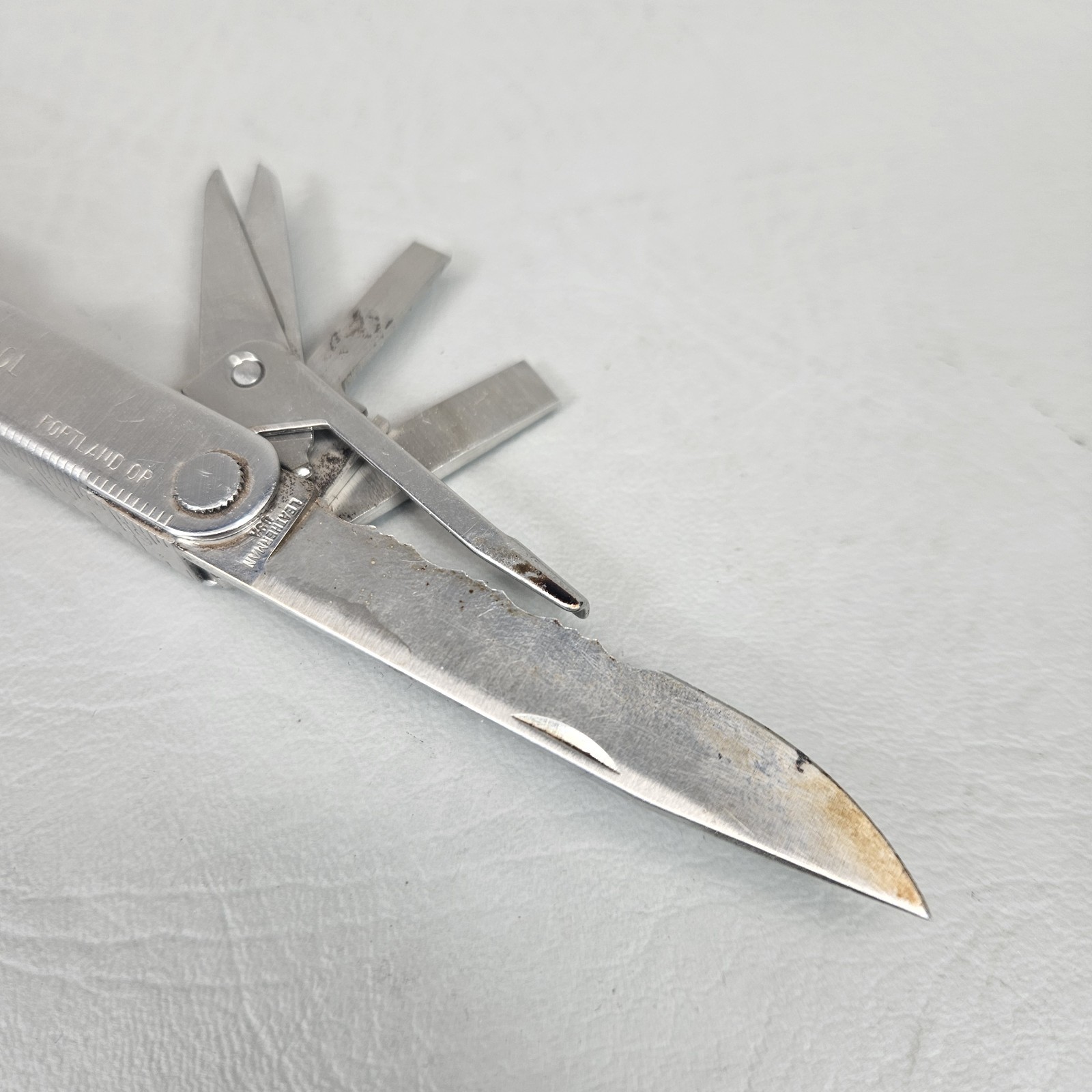 Vintage Leatherman Stainless Steel MultiTool Original Leather Sheath Portland OR