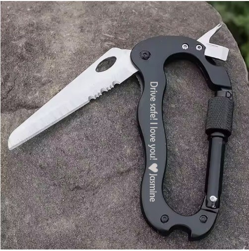Engraved Carabiner- 5 in 1 Multi-functional Knife Carabiner – Firefighter Gift