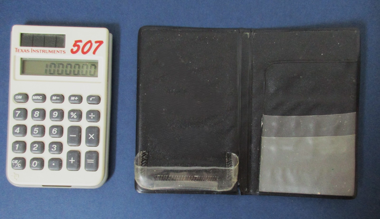 Grandpas Desk Drawer-Multi-Tool-Texas Instr. Solar Calculator-Stanley Box Cutter