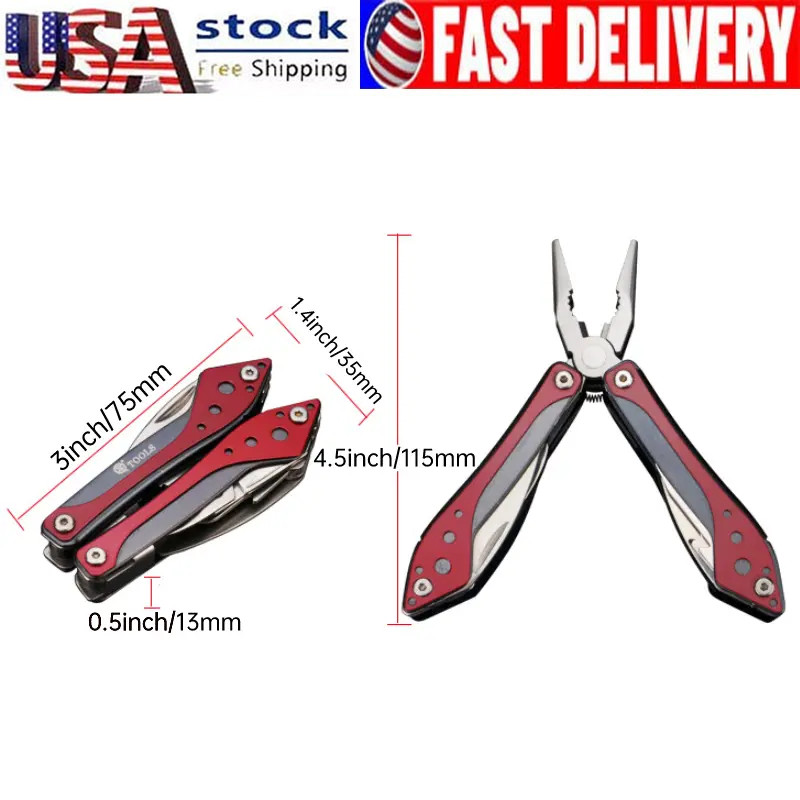 Stainless Steel Portable Camping Tool Pliers Multi Tool Pliers Gifts For Men Red