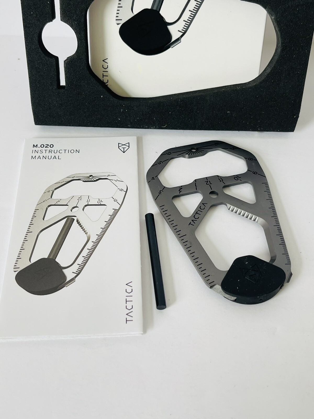 TACTICA M020 Camping Tool Card Black with Ferro Rod Titanium Multi Tool Outdoor