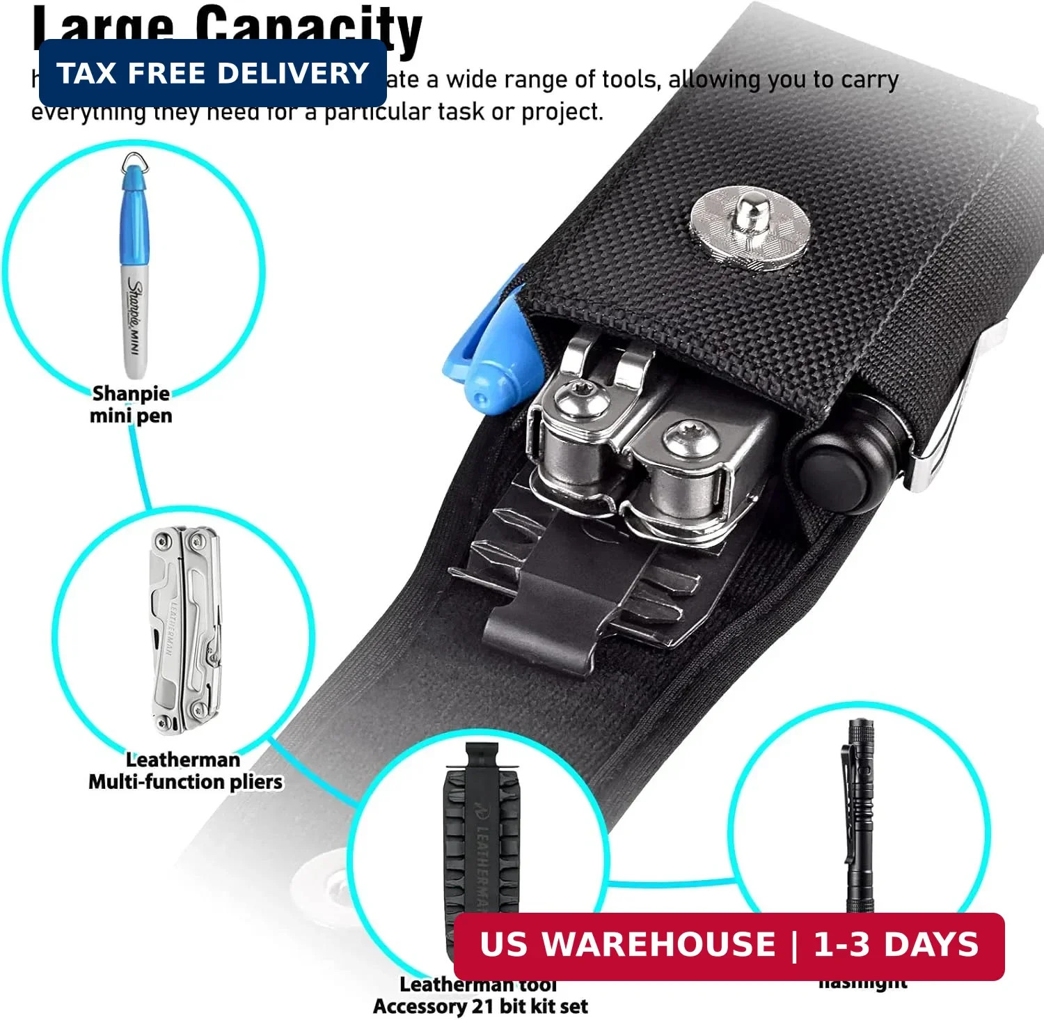 Multitool Sheath Compatible with Leatherman EDC Belt Organizer Tool Holster Pouc