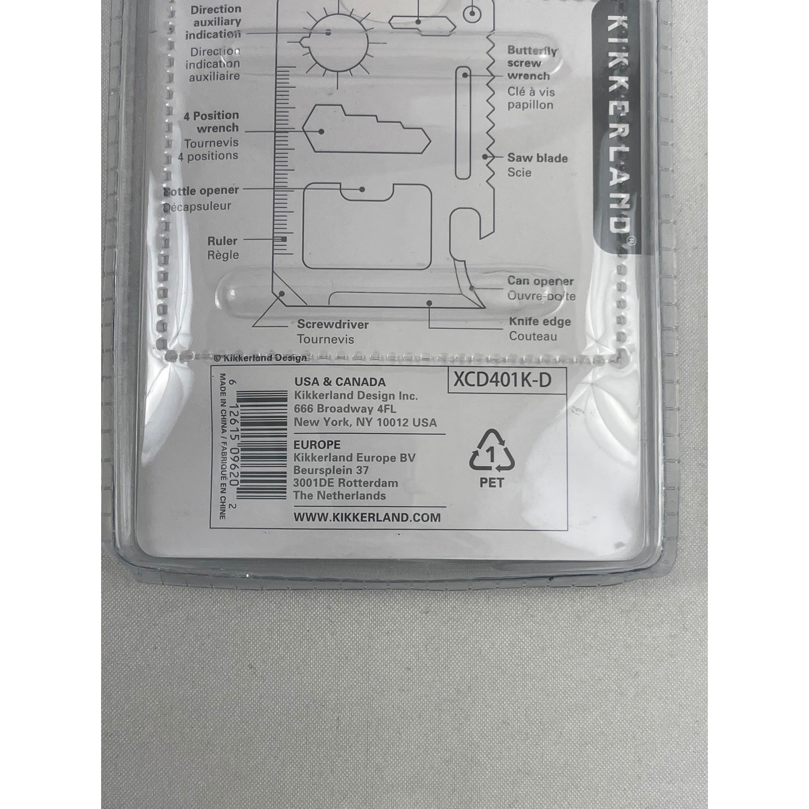 Kikkerland 11-in-1 Stainless Steel Survival Multi-Tool Card XCD401K-D New