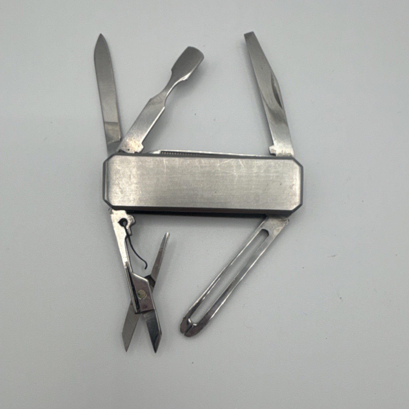 Stainless Steel 5-in-1 Multi-Tool Silver Knife Scissors File Bottle Opener