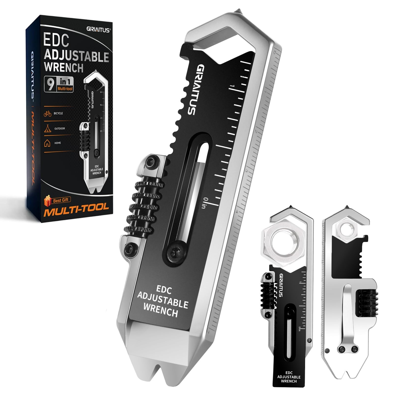Small Multitool Wrench 9 in 1 Pocket Adjustable Wrench for Screw with Mini Pr…
