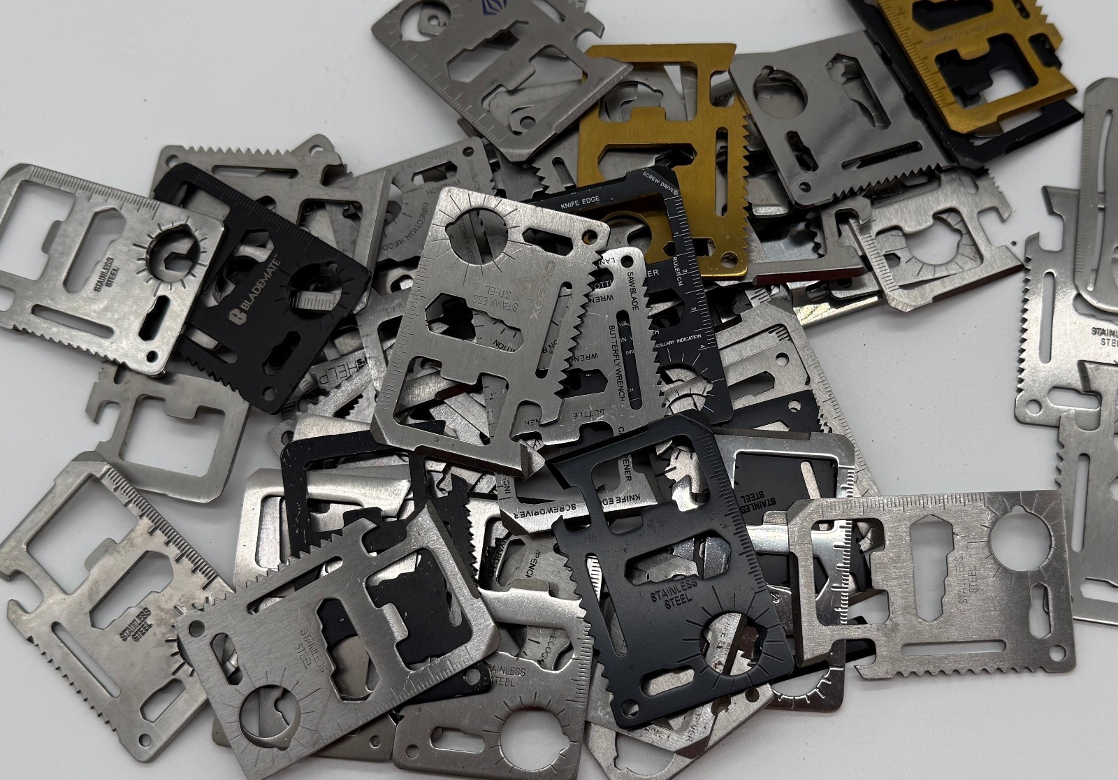 25 LOT Pocket Survival 11 in 1 Camping Tool Stainless Steel Credit Card Bug Out