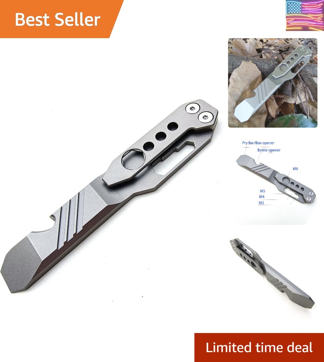 Titanium Pry Bar Outdoor Prybar EDC Wrench Bottle Opener Multi-function tool …