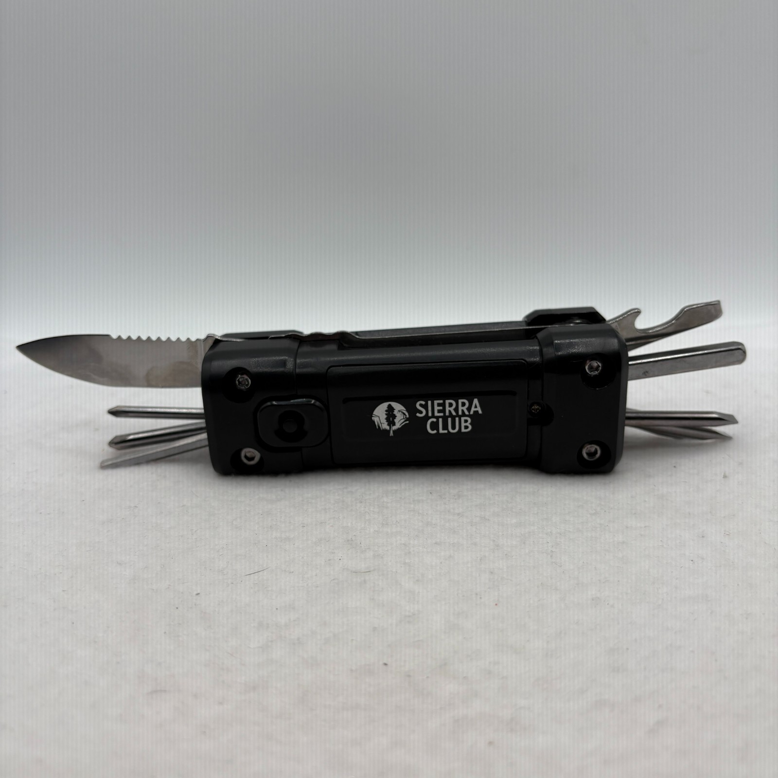 Sierra Club 16-in-1 multi-tool flashlight/laser nylon case