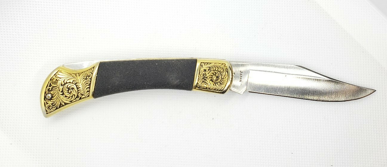 Maxam MX38 Lockback Knife w/ Brass and Rubberized Handle / 4.25″ Closed / Japan