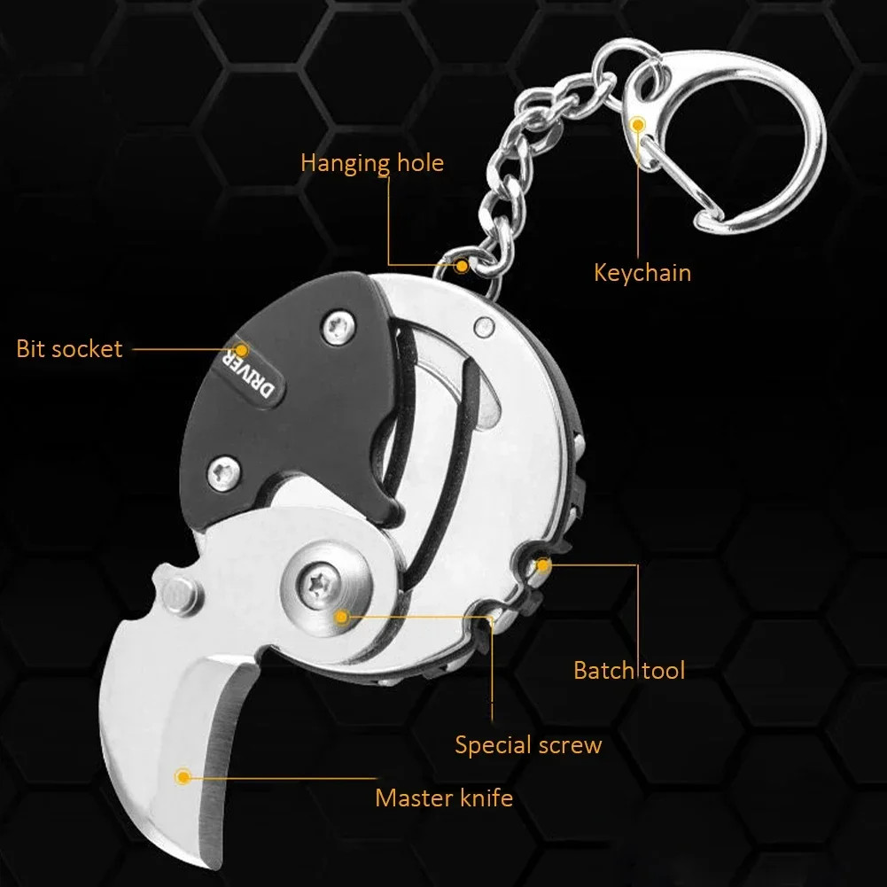 Multifunctional Keychain Screwdriver Hexagon Coin Folding Pocket Mini Tool