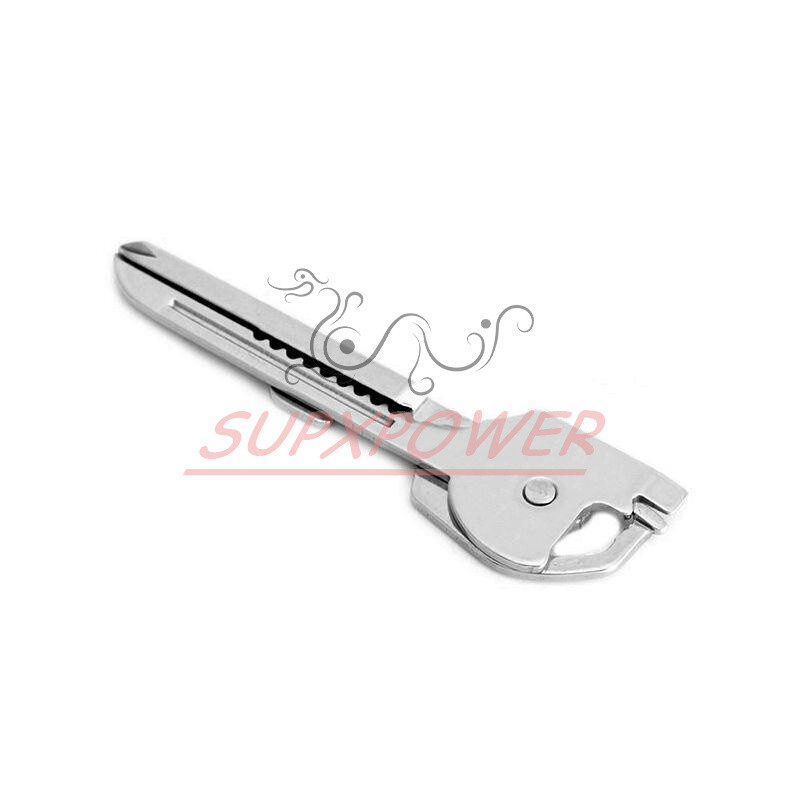 New 6-in-1 Utili Key Tool Keyring Keychain Multifunction Stainless Steel (1PCS)