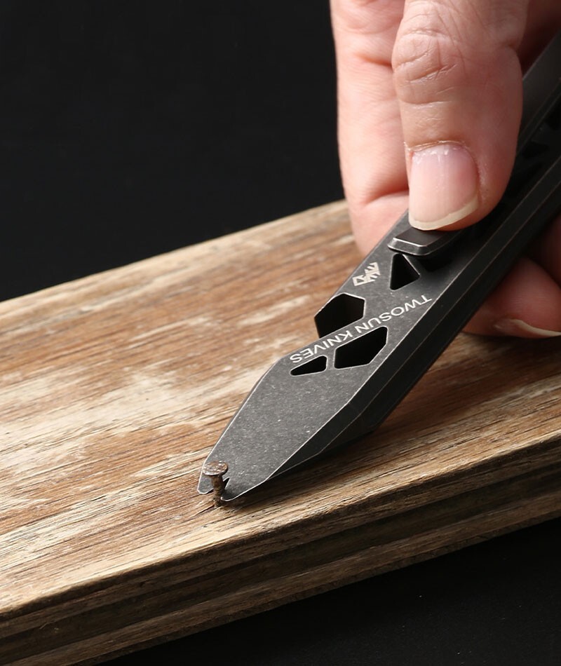 TWOSUN Titanium Alloy Hollow Out Pry Bar Crowbar Opener Pocket EDC Multi Tools