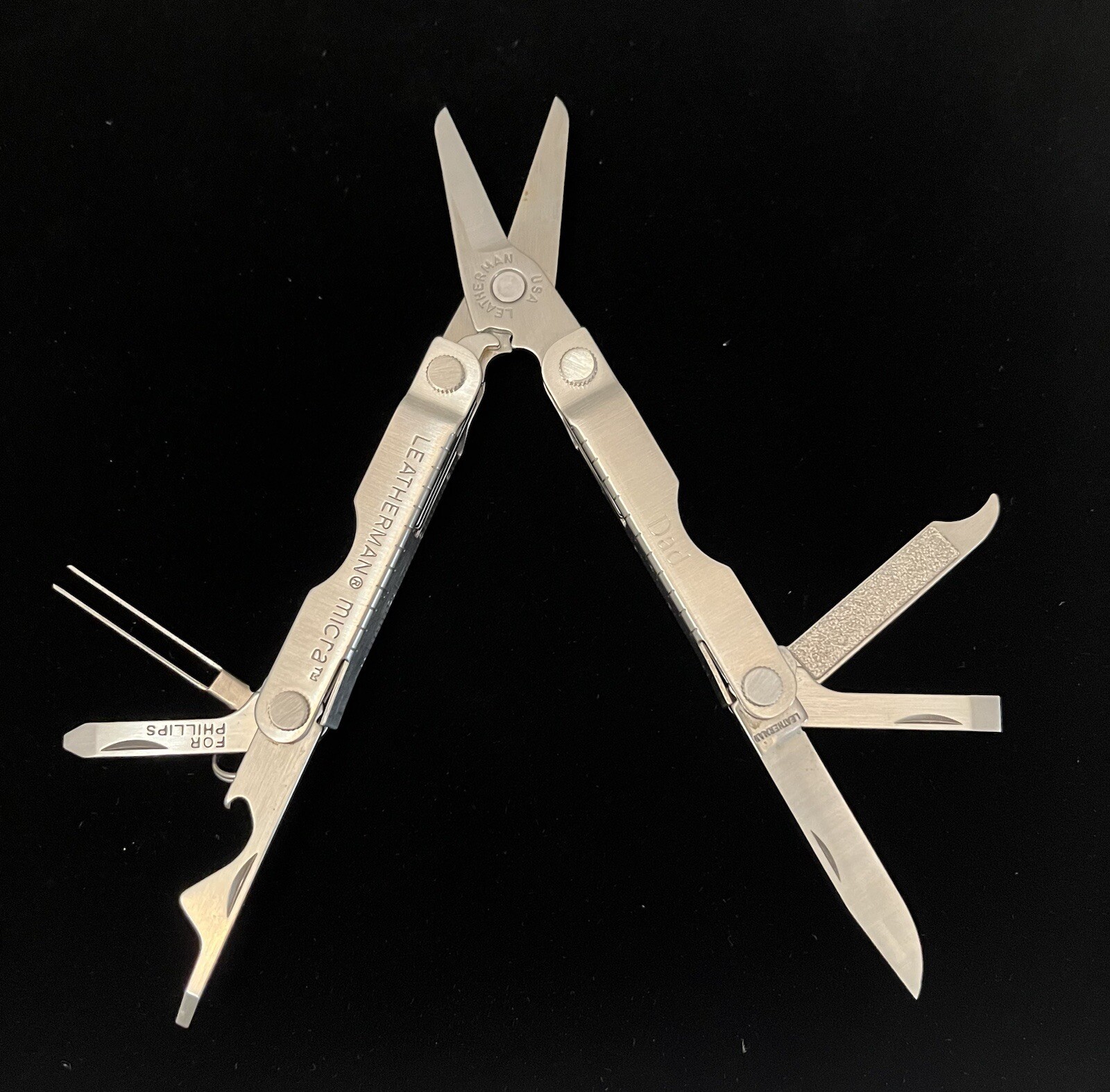 Vintage Leatherman Micra Multi-Tool Pocket Knife Engraved DAD