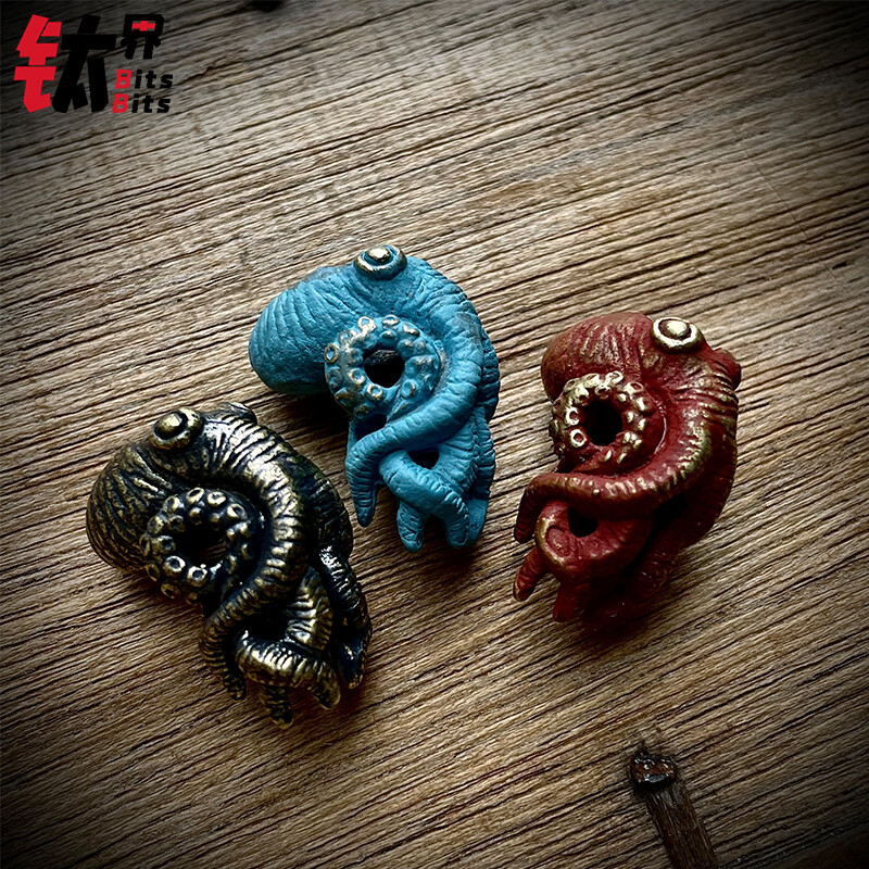 New Pure Brass Octopus Beads Pendant Paracord Decorations Edc Multif Tools