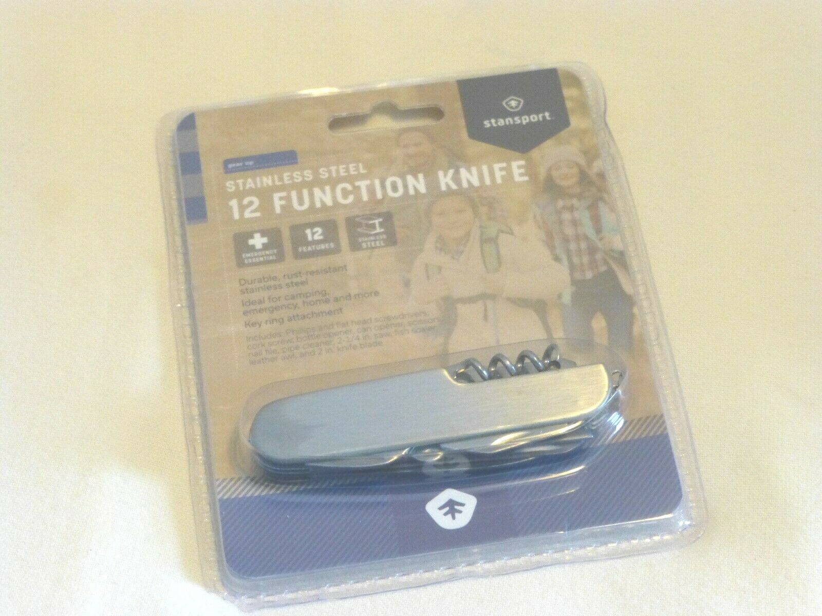 Stansport Stainless Steel 12 function knife NEW key ring attachment camping home