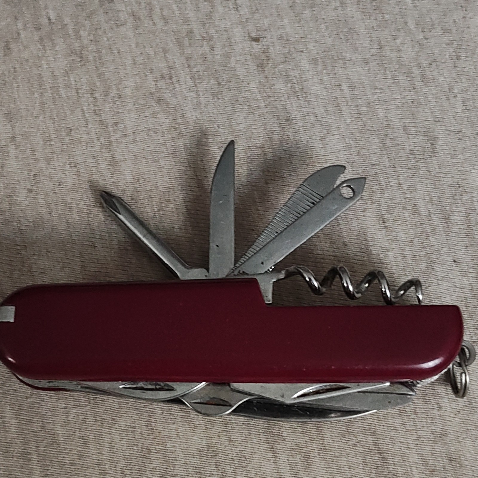 Red Multi-Tool Pocket Knife, Stainless Steel, 5+ Tools, Straight & Serrated