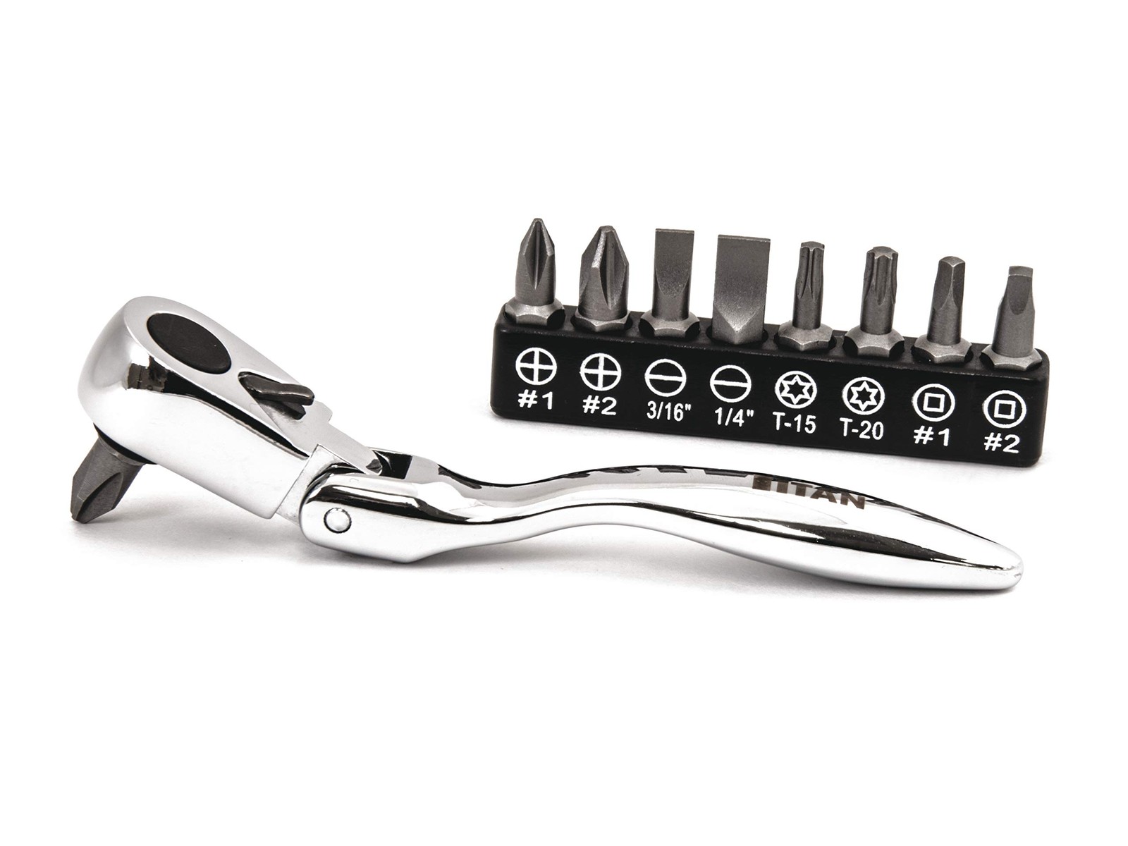 Flex Head Offset Micro Ratcheting Bit Driver with Bits