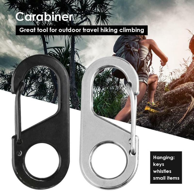 2pc Stainless Steel Carabiner Key Chain Clip Snap Hook Quickdraw Camping Keyring