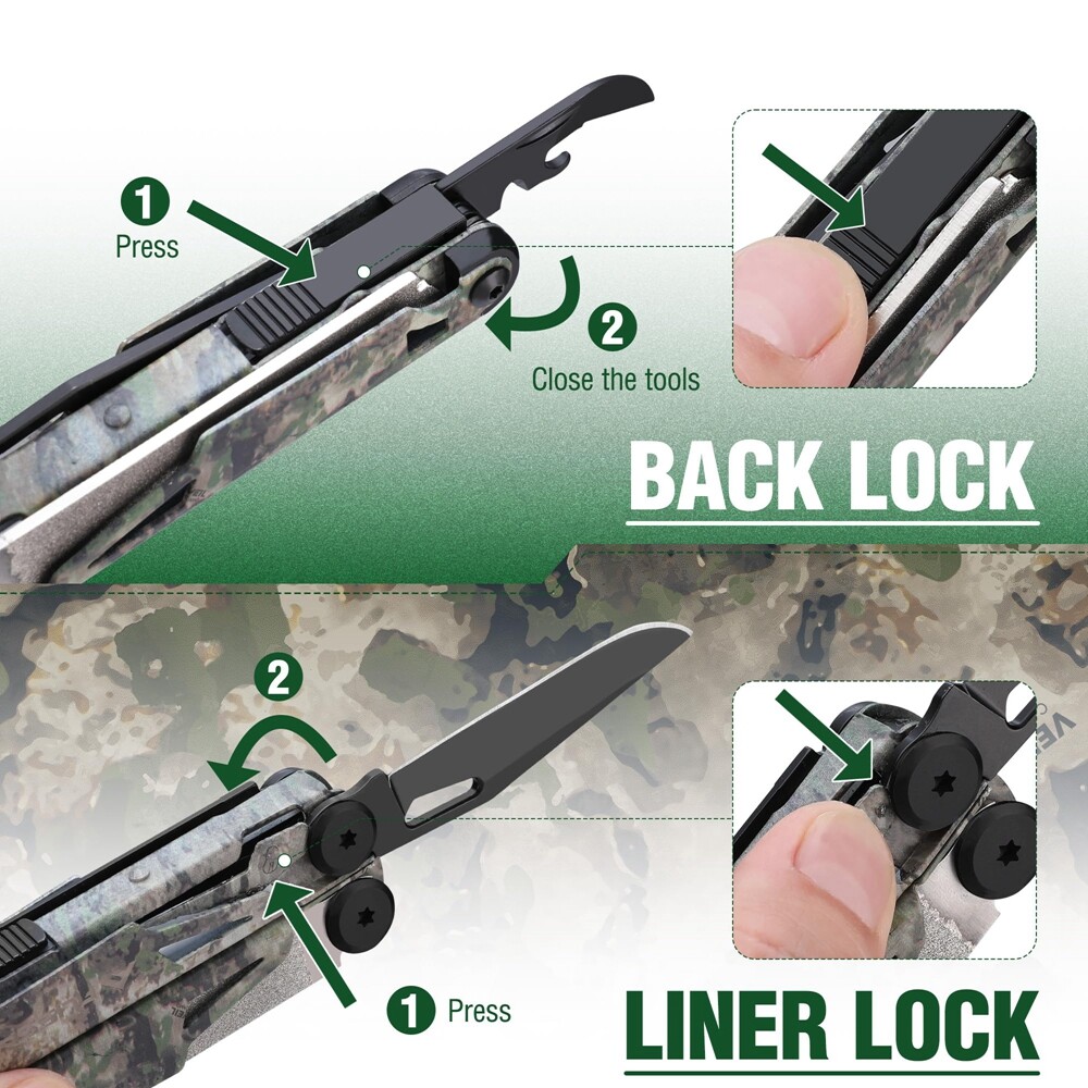 15-in-1 Multitool Plier Multi Tool Pocket Knife Stainless Steel w/Sheath