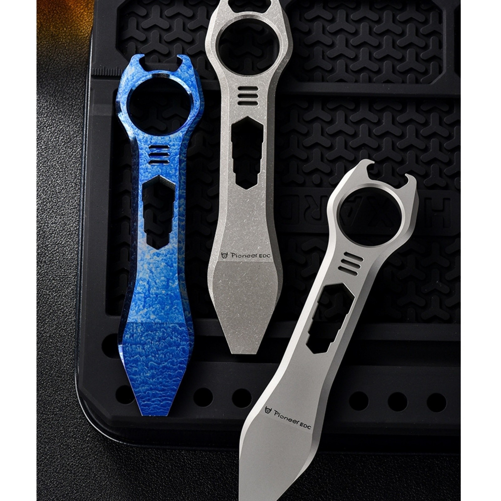 Titanium Alloy EDC Pry Bar Multi-Tool Wrench Bottle Opener Keychain Waterproof