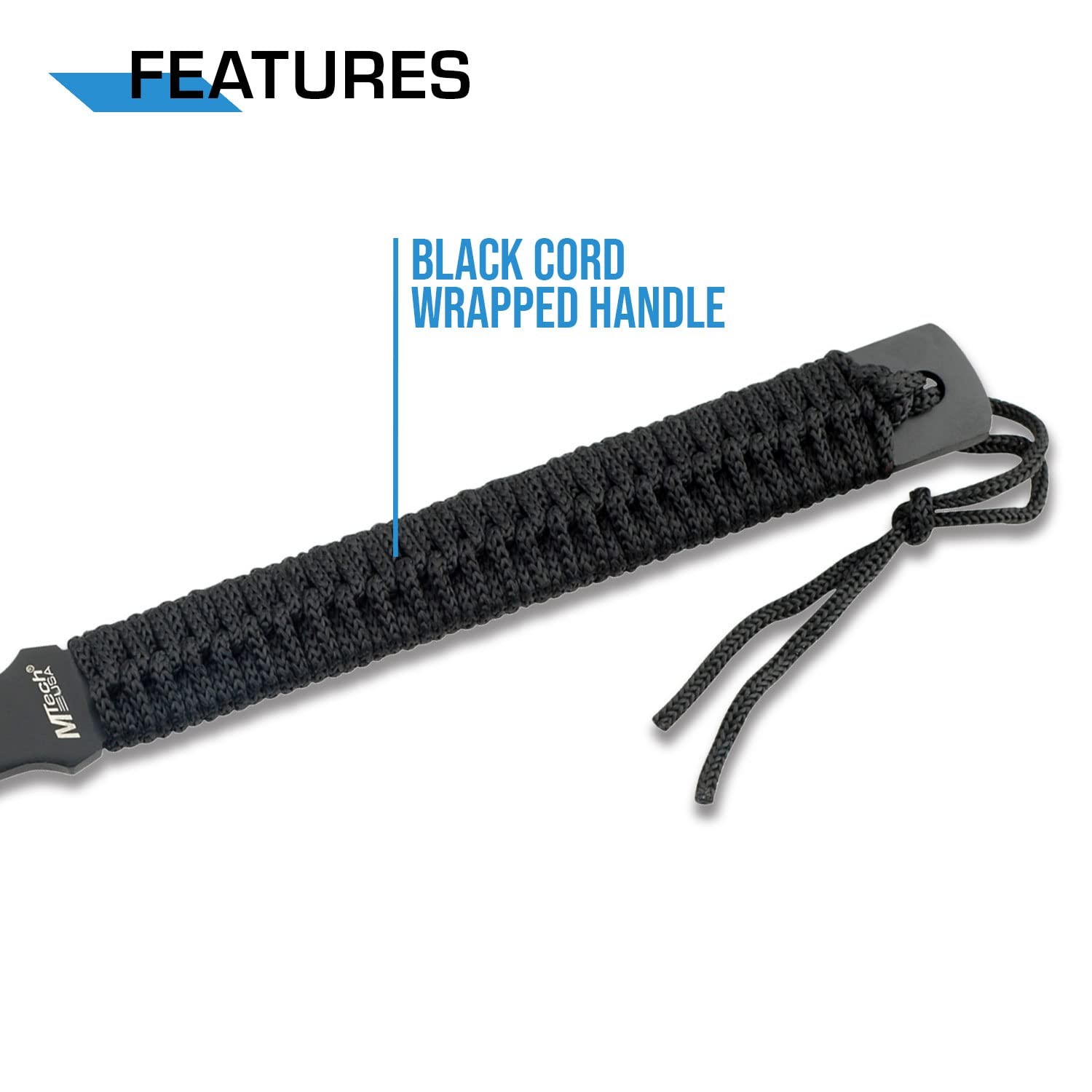 MTech USA– Axe – Black Fine Edge Stainless Steel Blade, Full 15-Inch,
