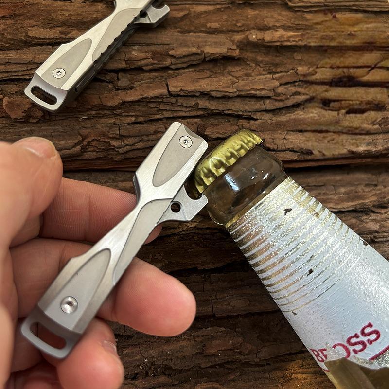 EDC Stainless Steel Bottle Opener Keychain Fidget Decompression Toy Pocket Tool