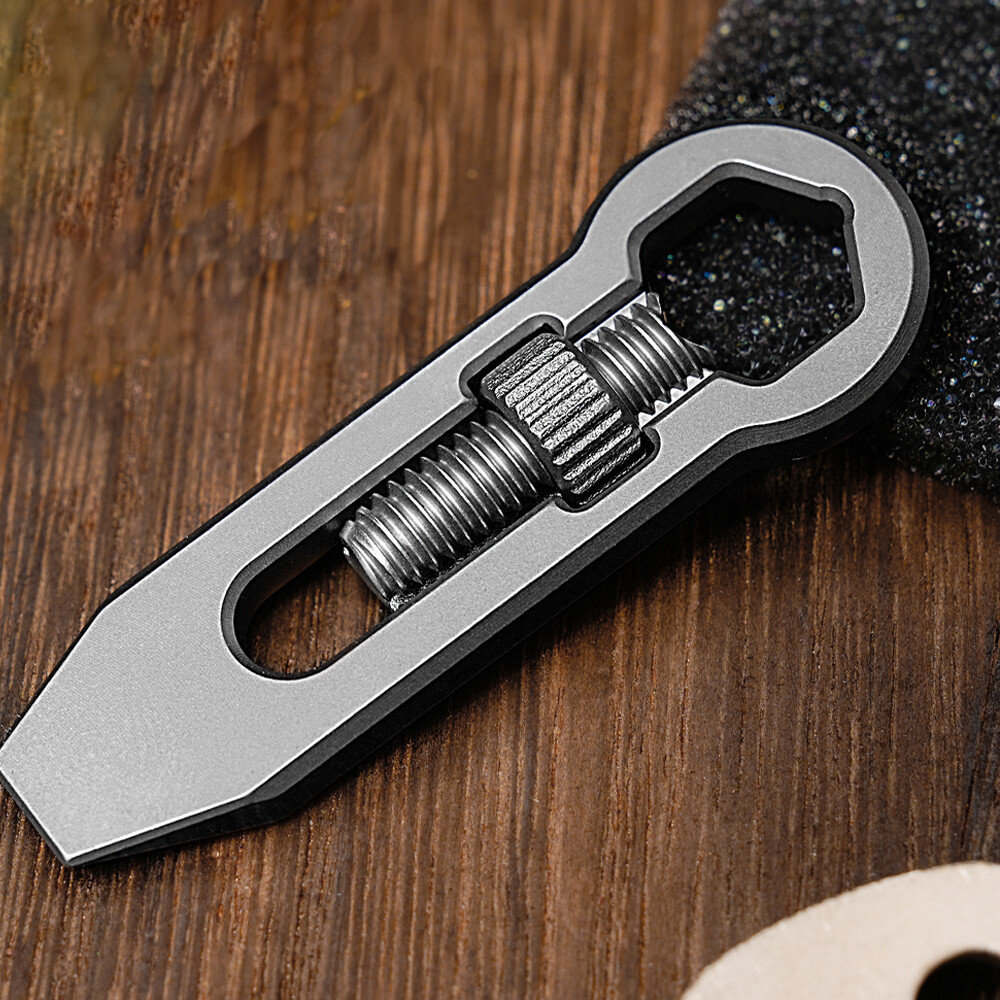 Titanium Alloy Multi Tools Adjustable Wrench Pocket Pry Bar Crowbar Keychain