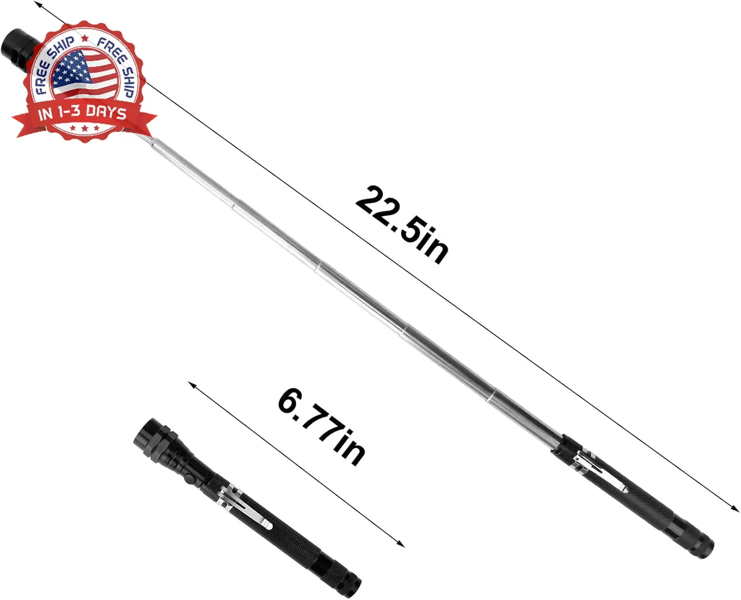 Magnetic Flashlight Fathers Day Dad Gifts for Men: Extendable Magnet Pickup Tool