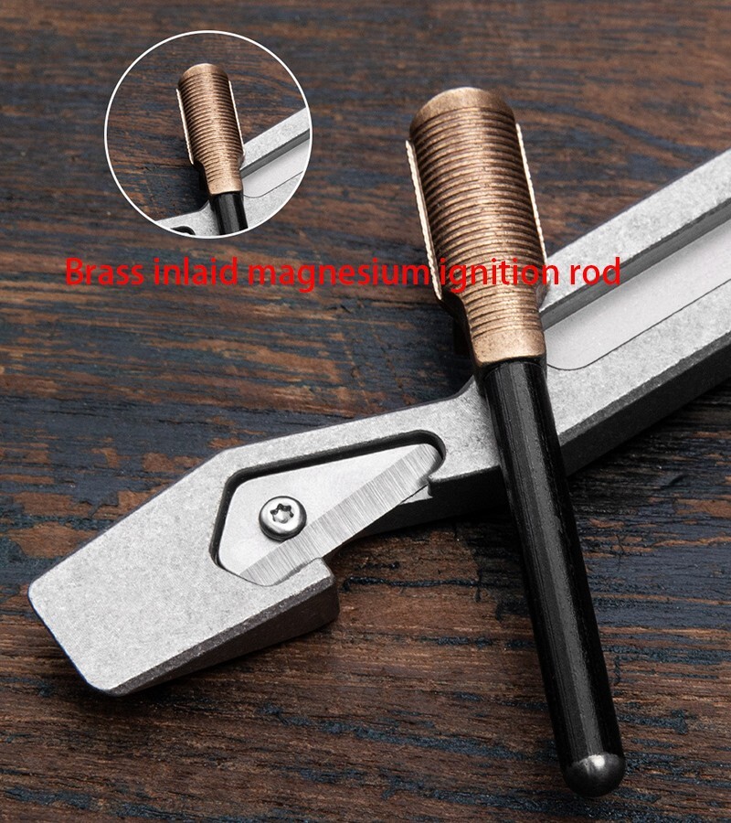 EDCTitanium Alloy Multi-function Crowbar Outdoor Survival Strike Fire ToolOpener