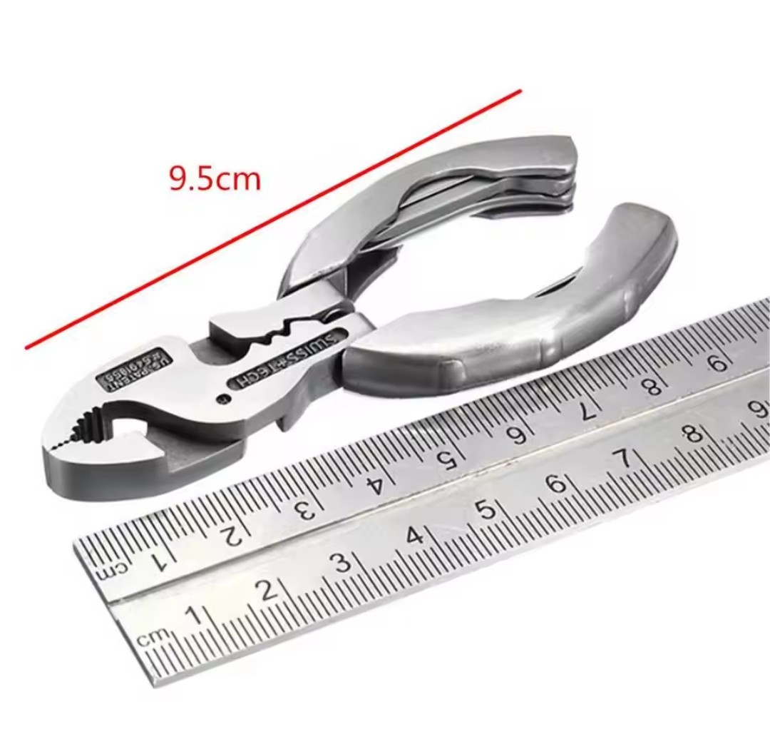 Silver Mini Bent Multifunctional Tool 9 in 1 Multitool Keychain Plier…