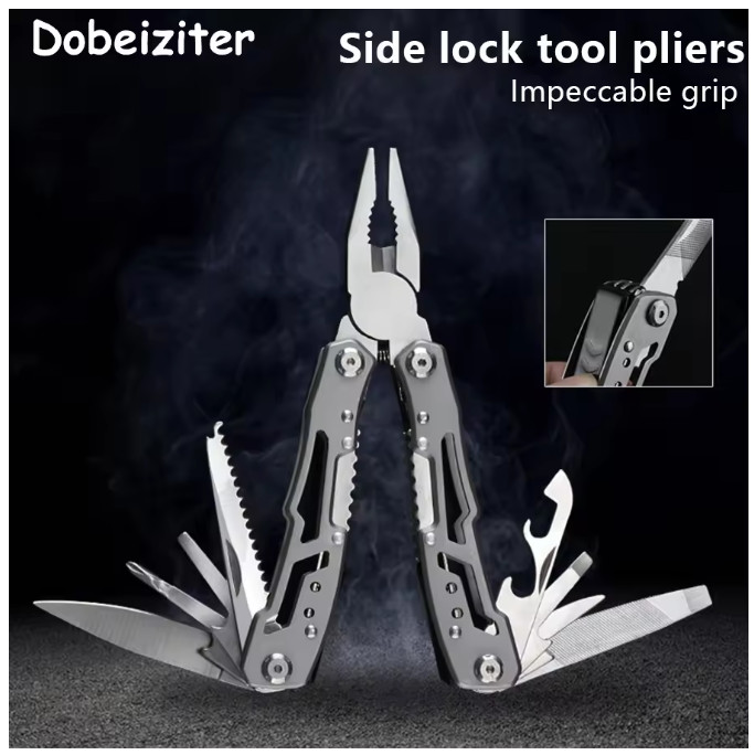 Camping Multitool Stainless Steel Portable Folding Knife Pliers Outdoor – Silver
