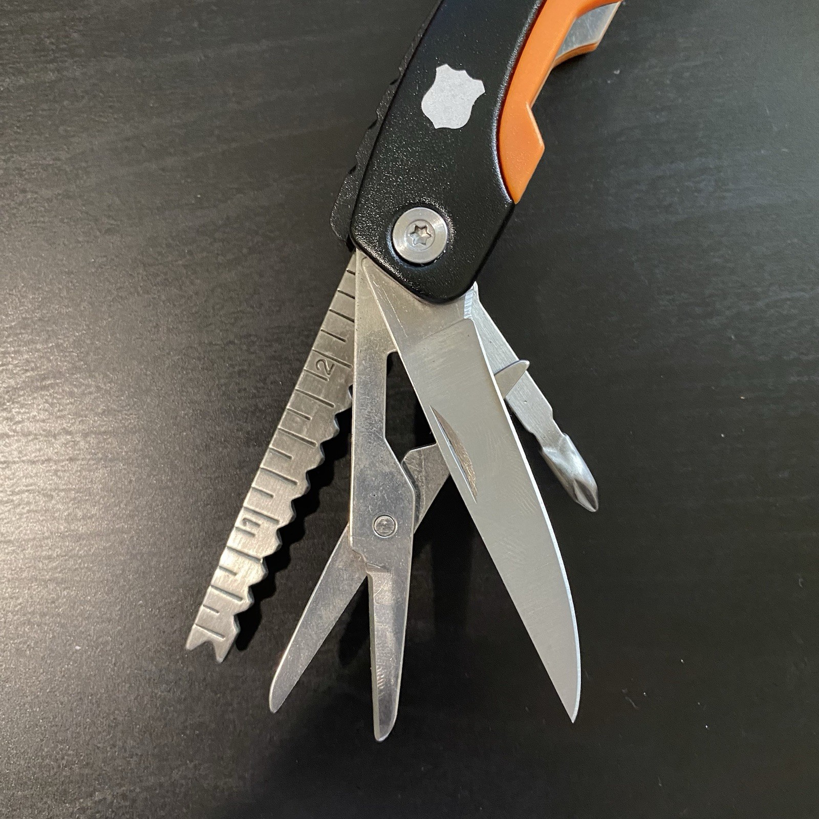 Field & Stream 10-in-1 Multi-Tool Black Orange Stainless Steel With Sheath