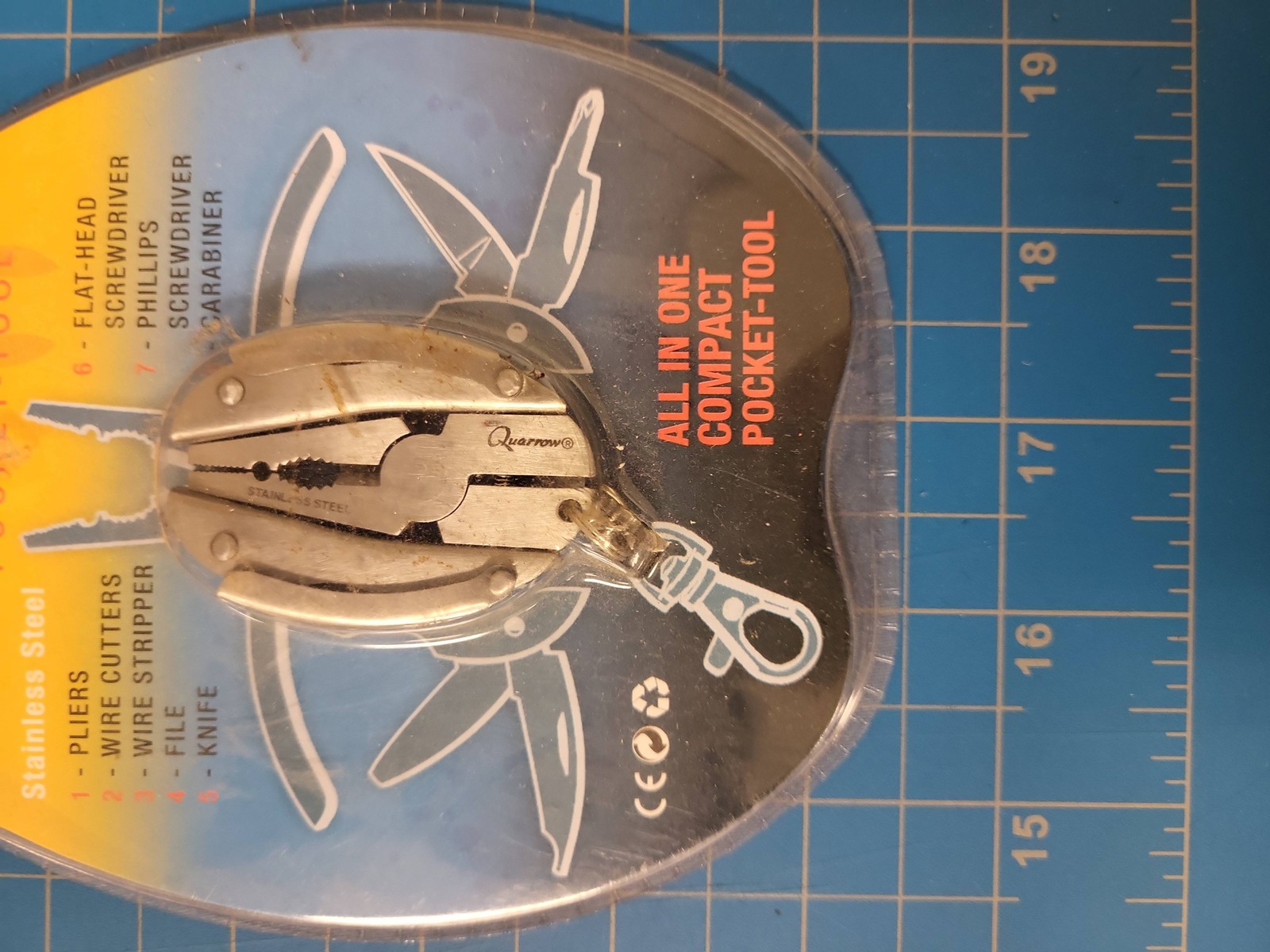 Quarrow Turtle8 Stainless Steel Compact Multi-Tool Keychain 8-in-1 Pocket Tool E