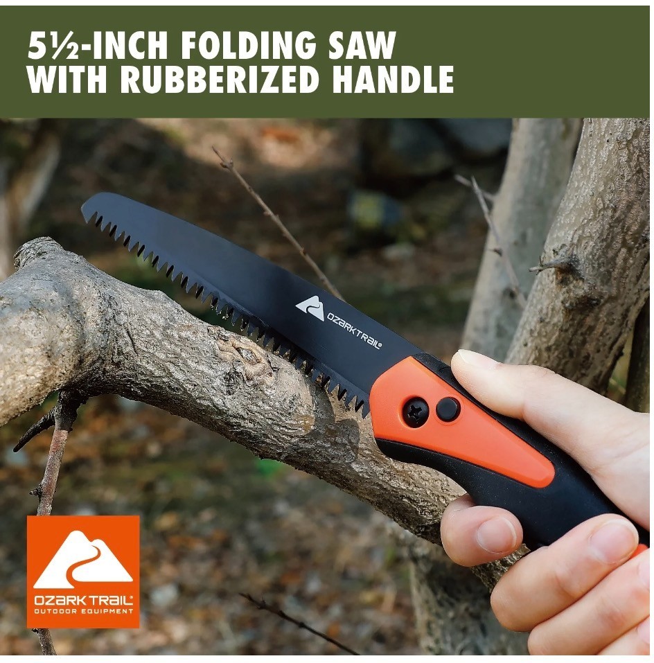 Ozark Trail 7-Piece Camping Tool Set with Hammer, Axe, Flashlight, and Knives, B