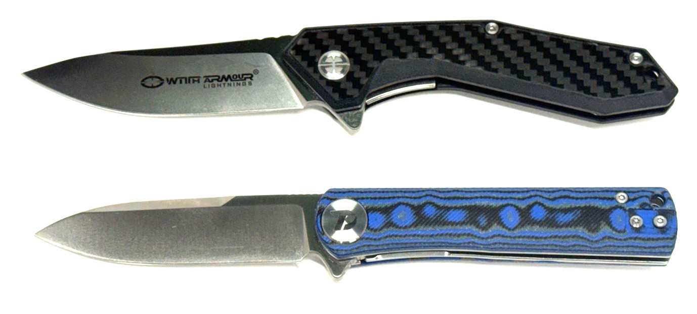 NEW 2 KNIFE Combo-D2 Steel-WithArmour WA-082CFG-Black & Dream Tech D3896MBL Blue