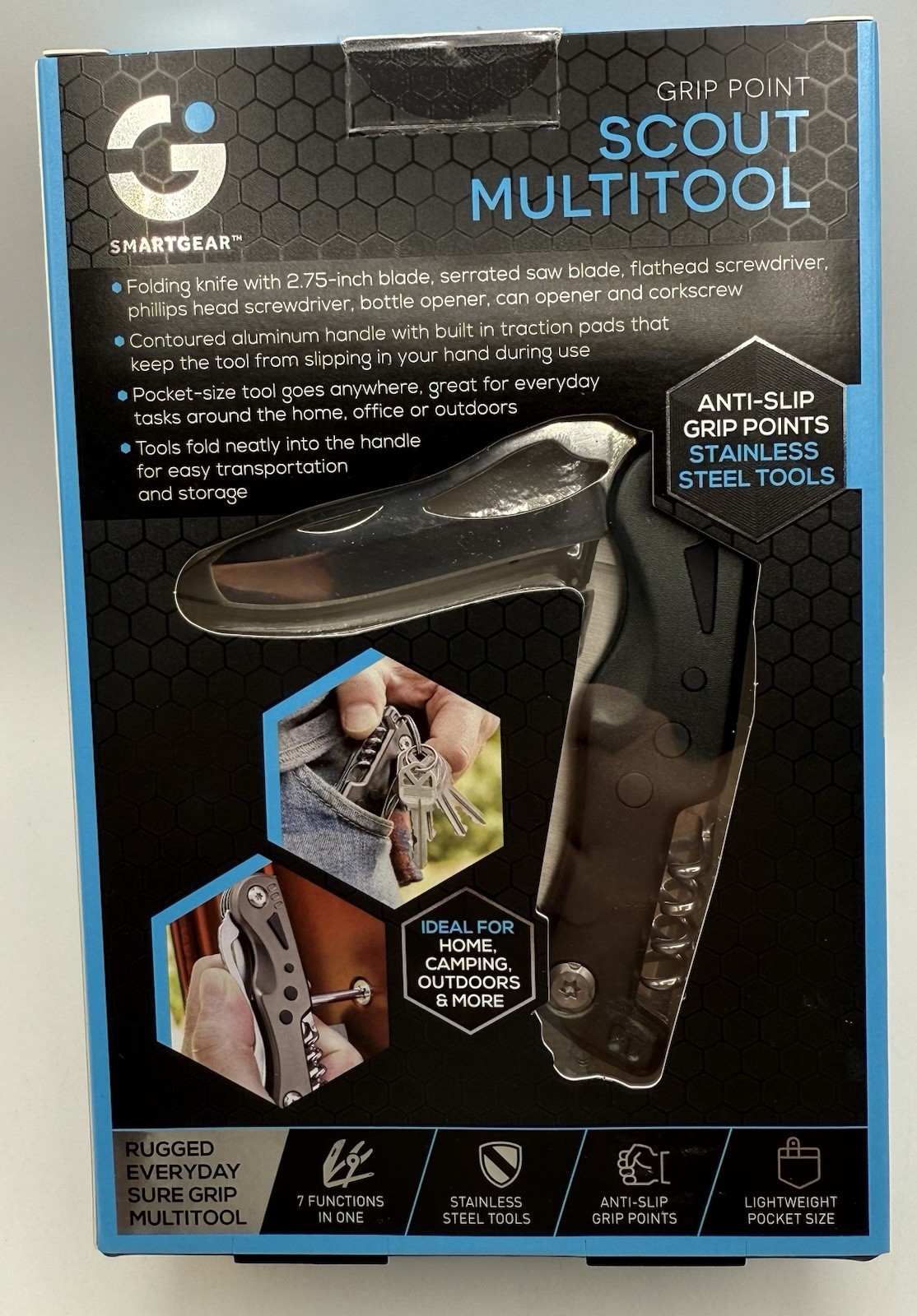 Scout Multitool Knife Smartgear Grip Point 7 Functions In One Stainless Rugged