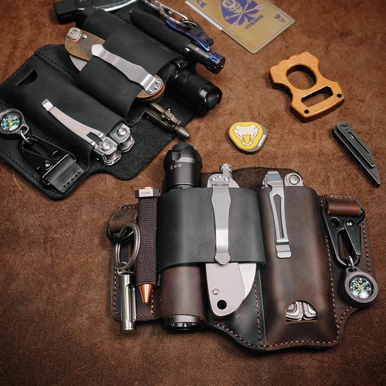 ST1 Leather Multitool Sheath – EDC Belt Organizer for Leatherman Tools, Flashlig