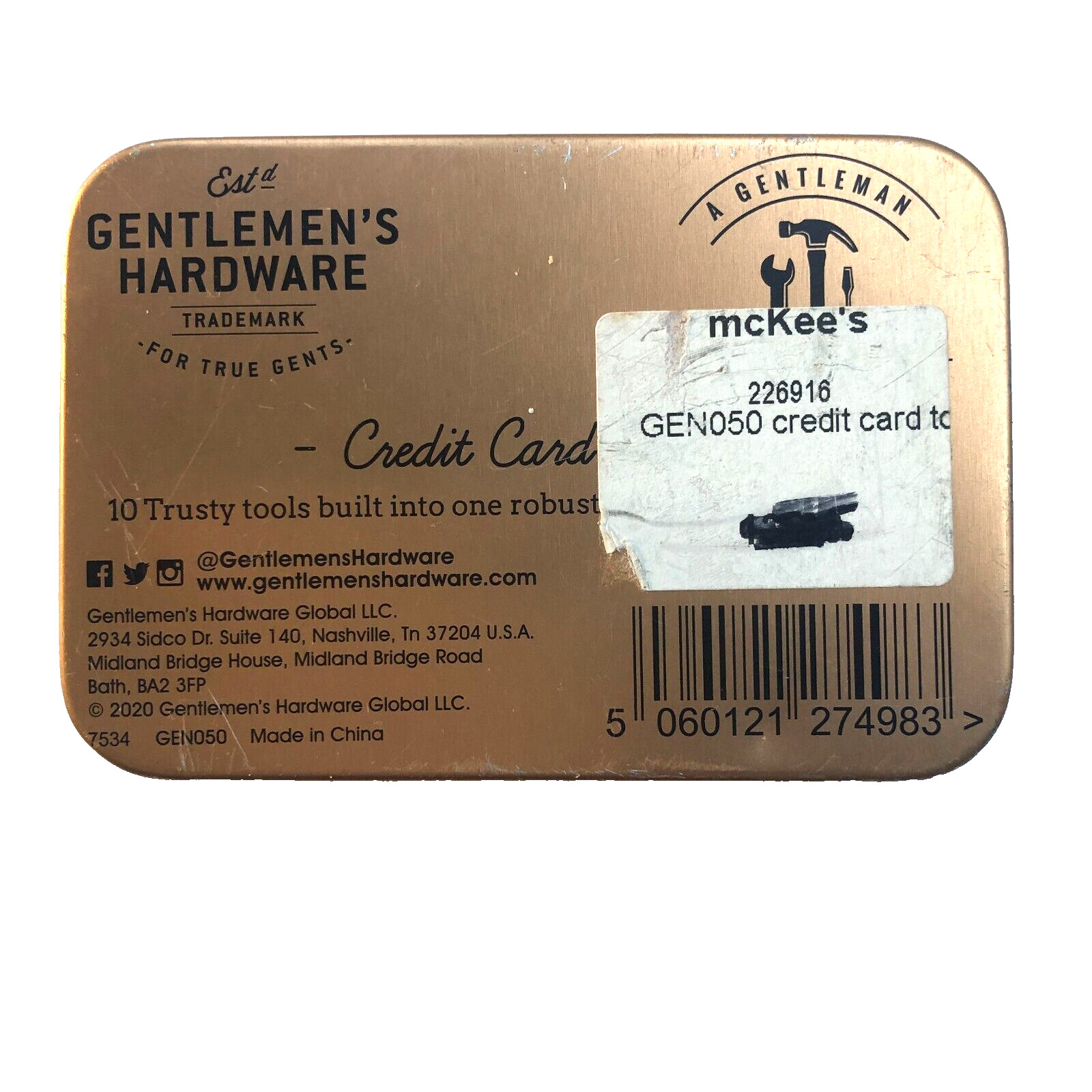 Gentlemen’s Harware 10-in-1 Gold Steel Credit Card Tool