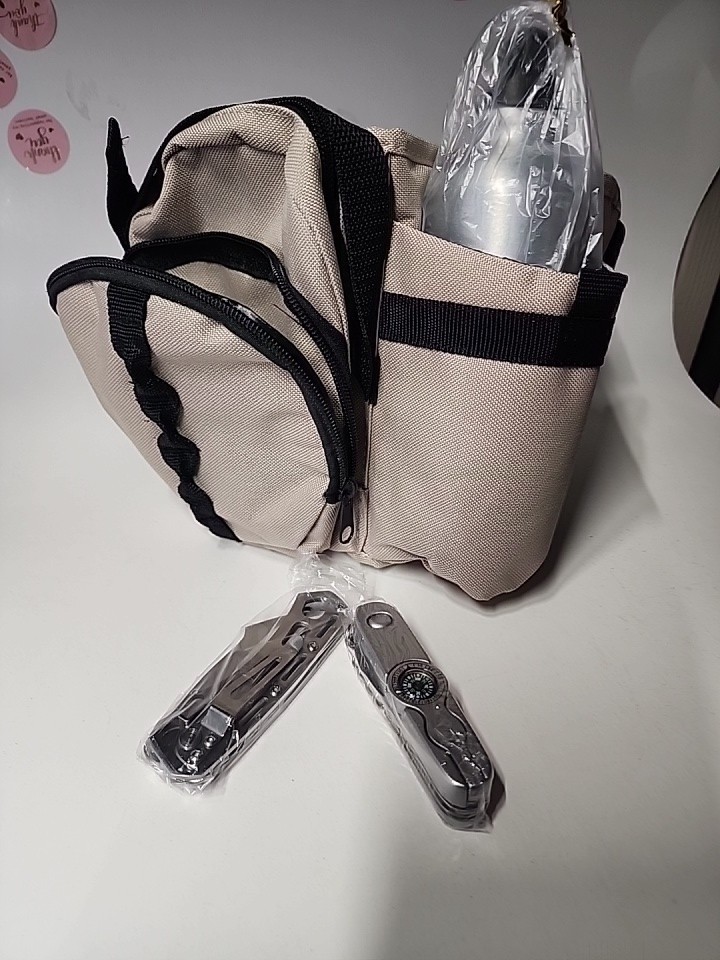 Hiking Set 4 Pcs HERCULES ,500 me Water Bottle,12 In 1 Multi Tool,Hunting Knife