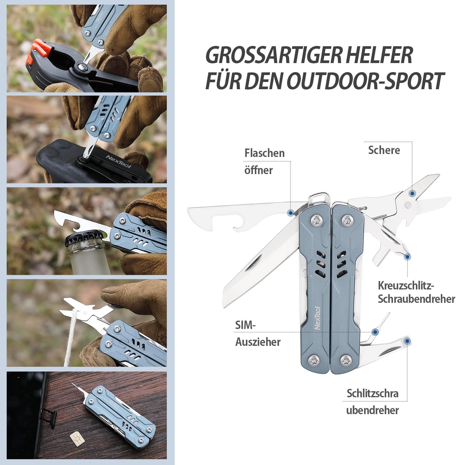 Multitool Mini Sailor S11,11in1 Compact Multitool with Long Nose Pliers, Scissors, S…