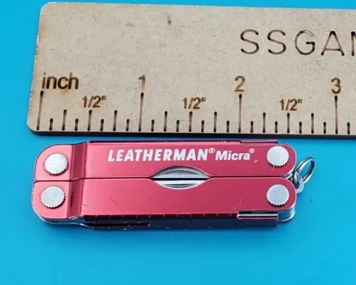 Leatherman Micra Multi-Tool, Knife, Scissors, Key Ring, Red Color in Good Condit