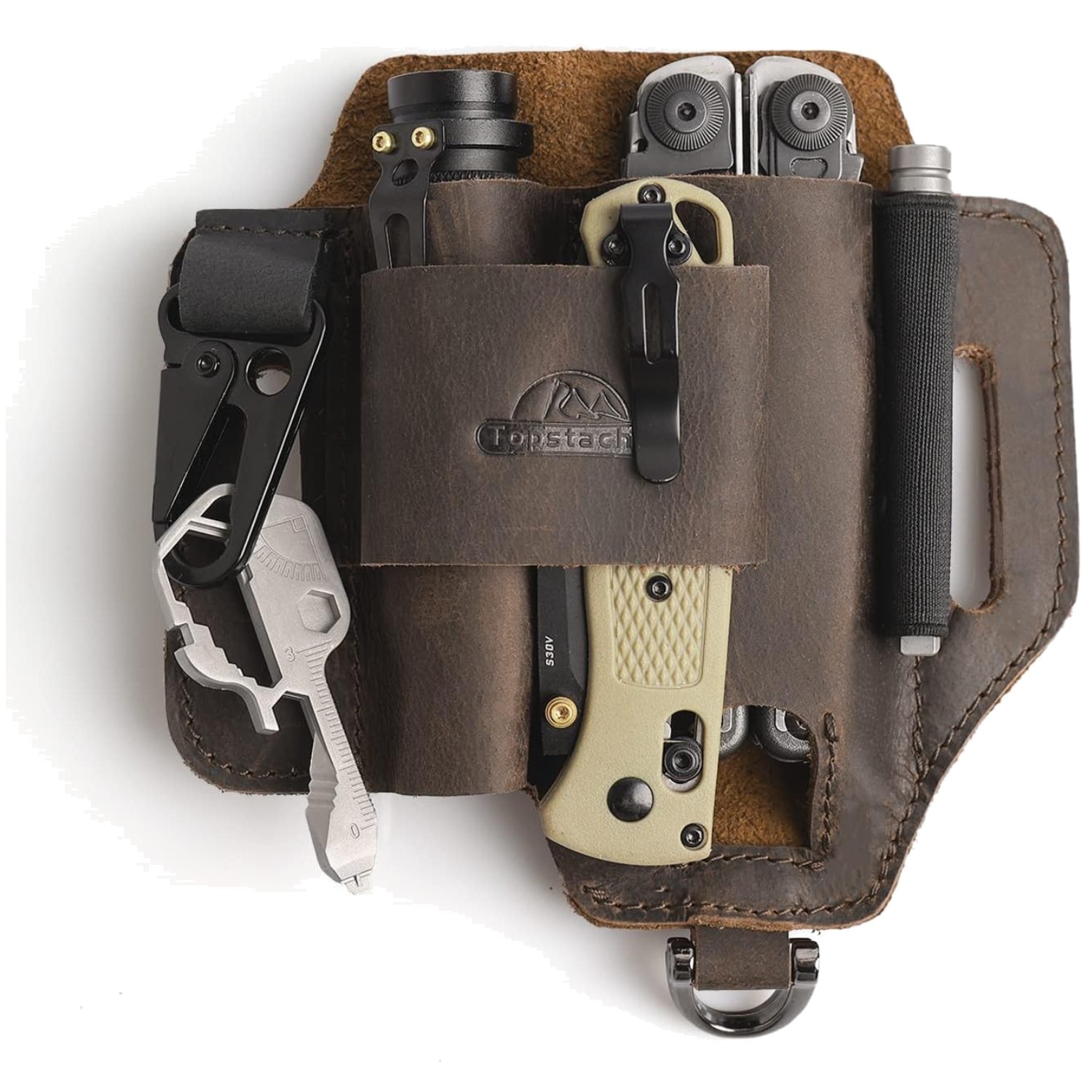 5-Pocket Leather Multitool Sheath – Stylish EDC Belt Organizer for Everyday Use