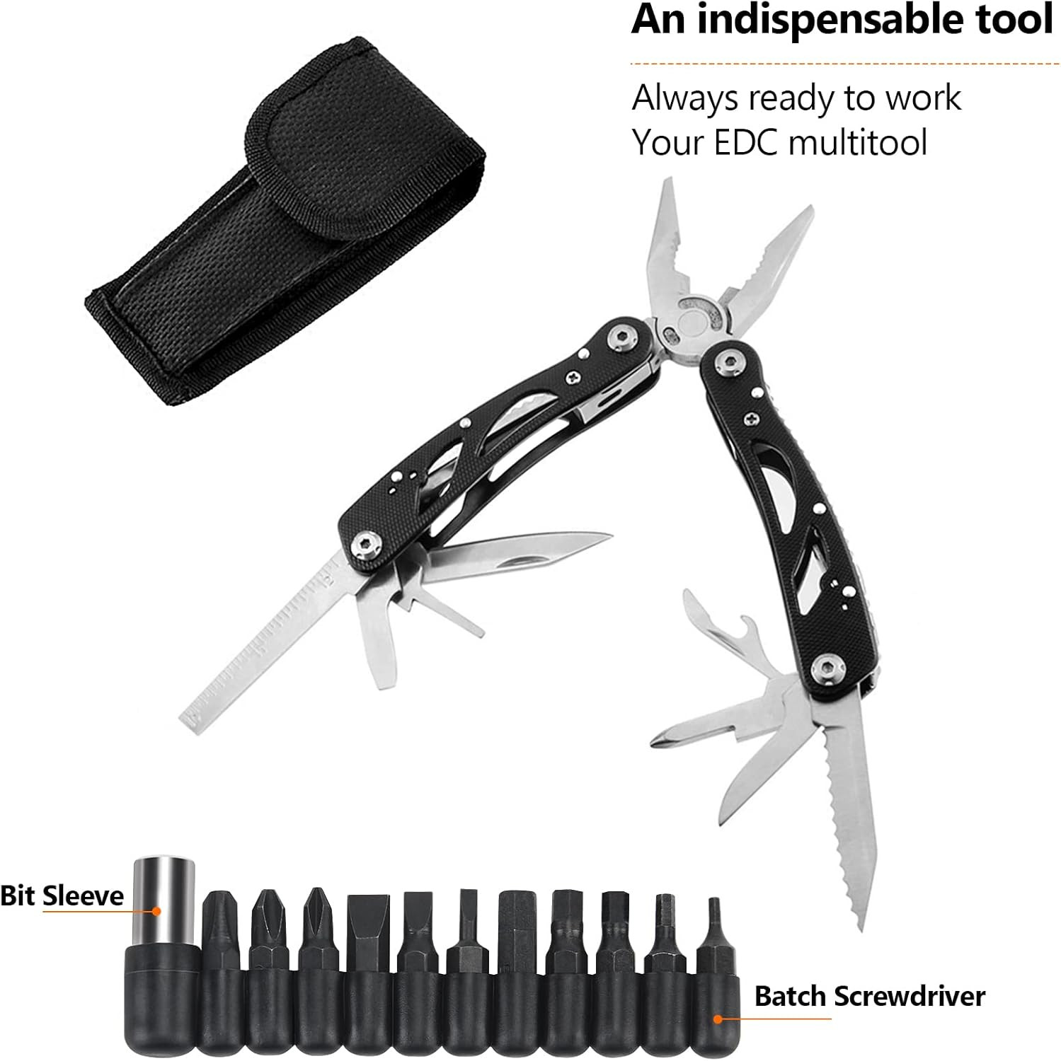 Multitool Pliers Set Stainless Steel Screwdriver Tool with 11 Screwdriver Bits B
