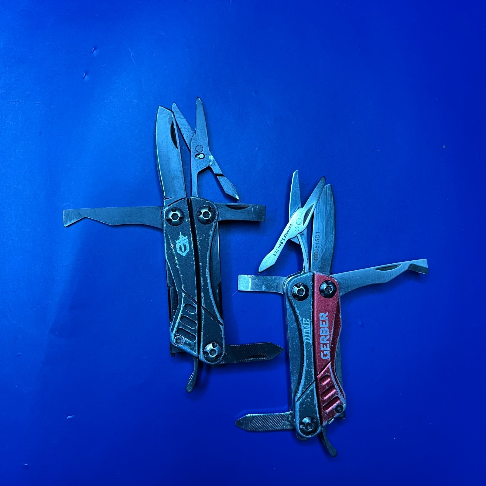 Lot of 2 Gerber Dime Multi-Tools Small Keychain Pliers Knife File Scissors